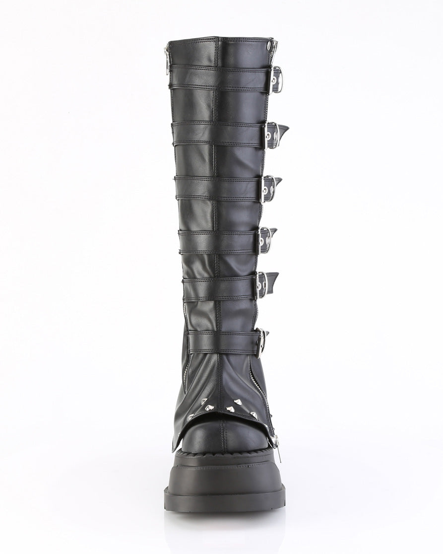 Demonia Buckled Stomp Knee High Boots Rave Wonderland