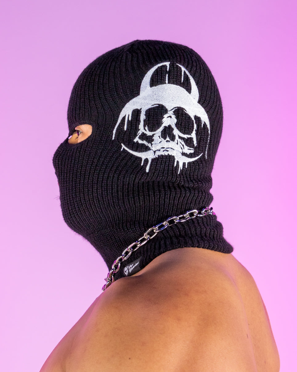 Skull Biohazard Black Ski Mask