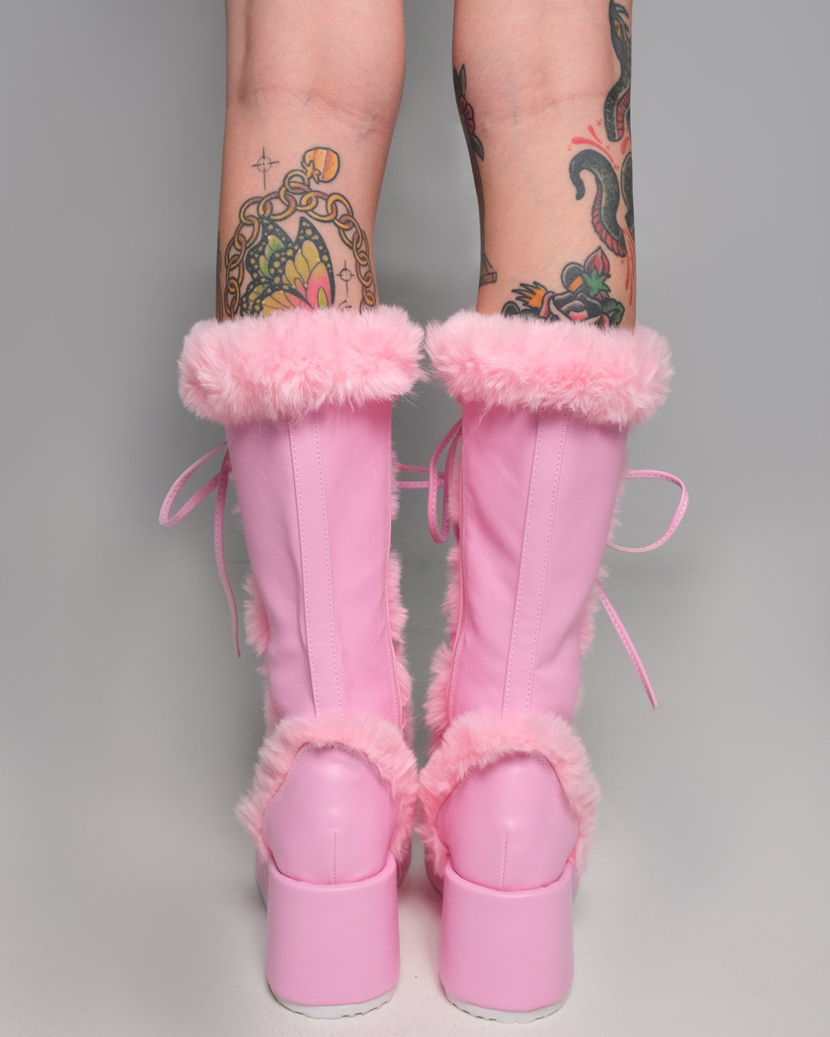 Demonia Pastel Pink Furry Winter Faux Fur Boots – Rave Wonderland