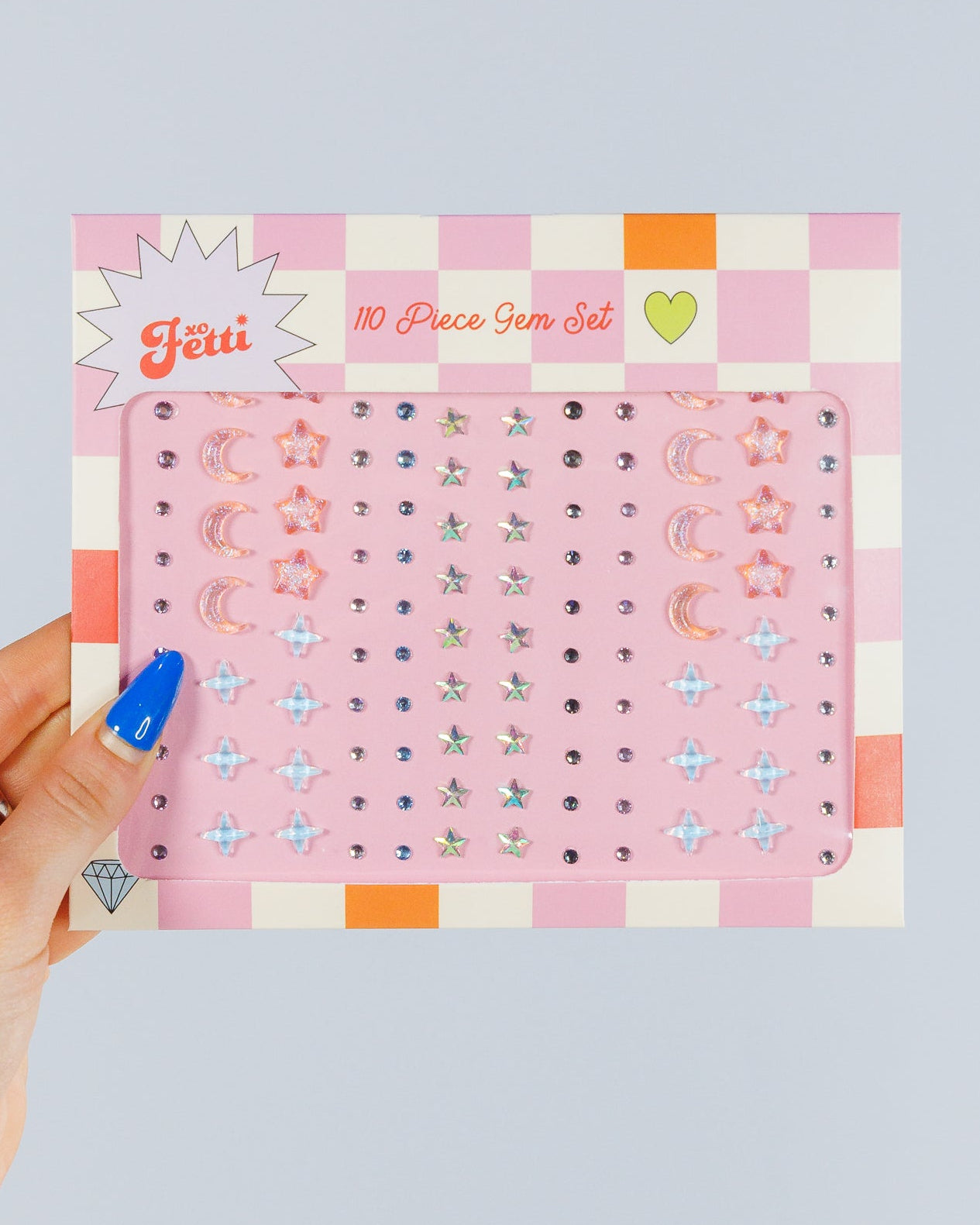 Face gem jewel set sheet with star, moon and crystal dot stickers in pink pack