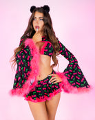 Cherry Pop Women's Bell Sleeve Marabou Shrug, photo 4