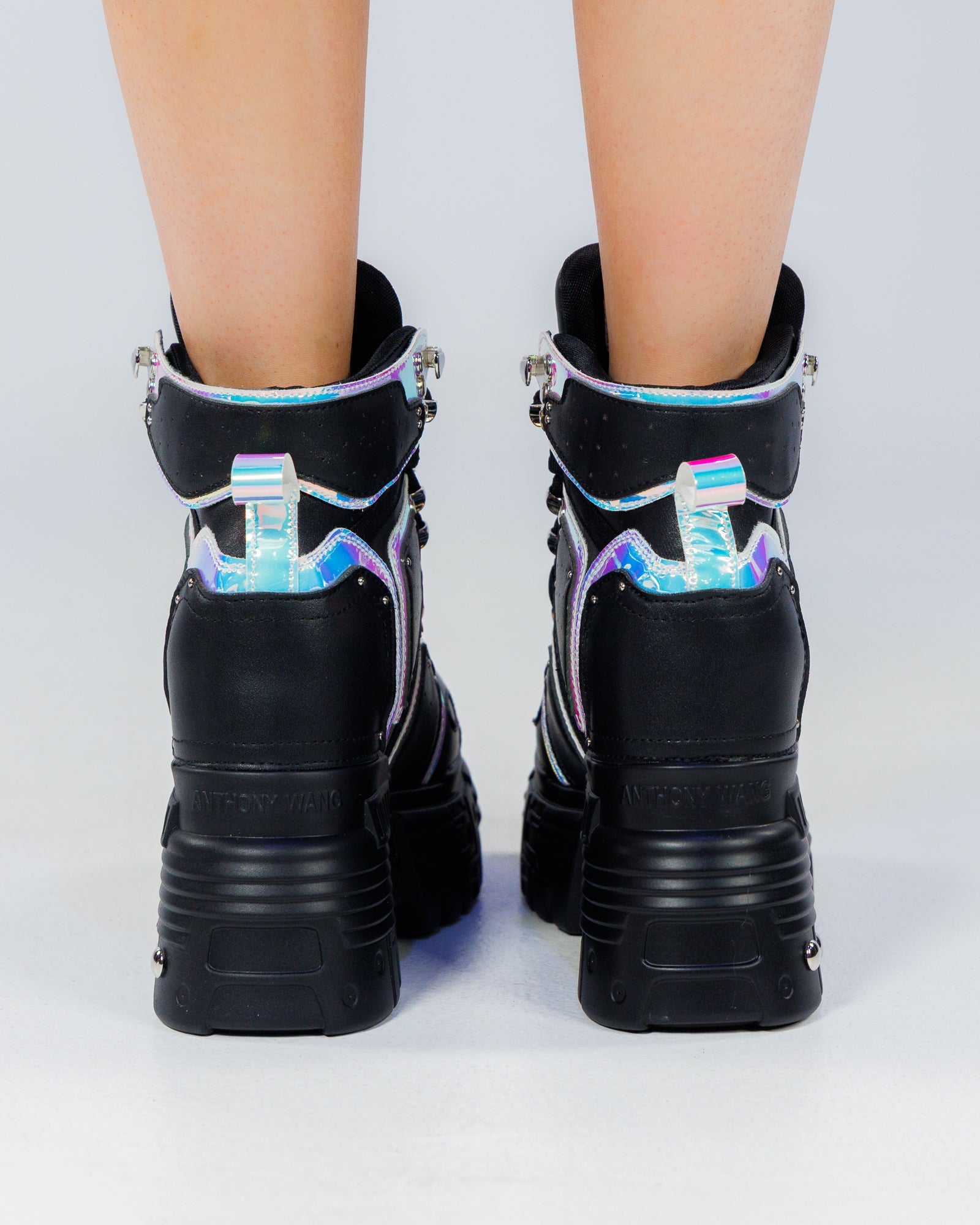 Black Holo Mangosteen Women's Wedge Sneakers – Rave Wonderland