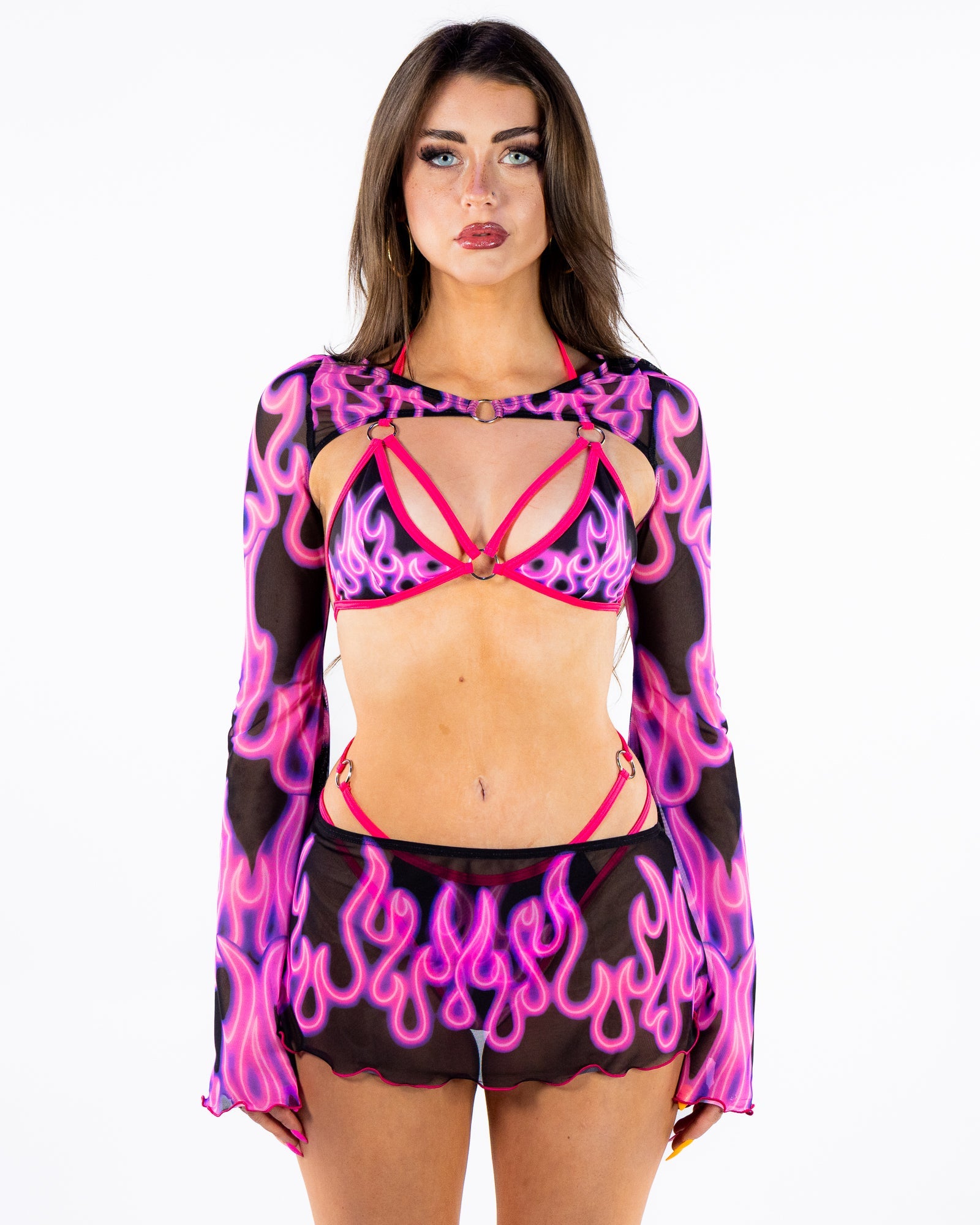 Candy Catz Burning Pink 4pc Shrug Set – Rave Wonderland