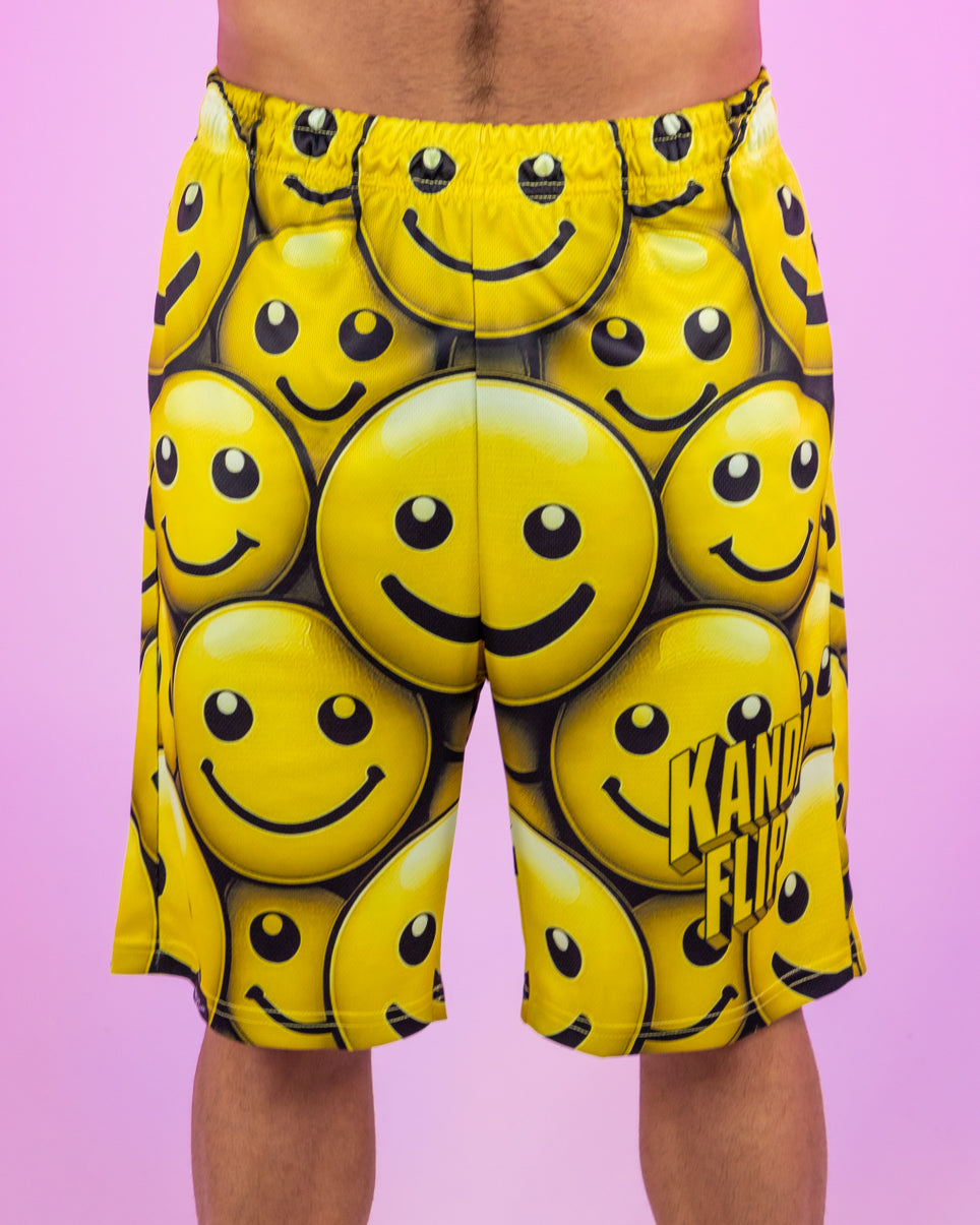 Kandi Flip Yellow Smiley Faces Everywhere Men's Shorts