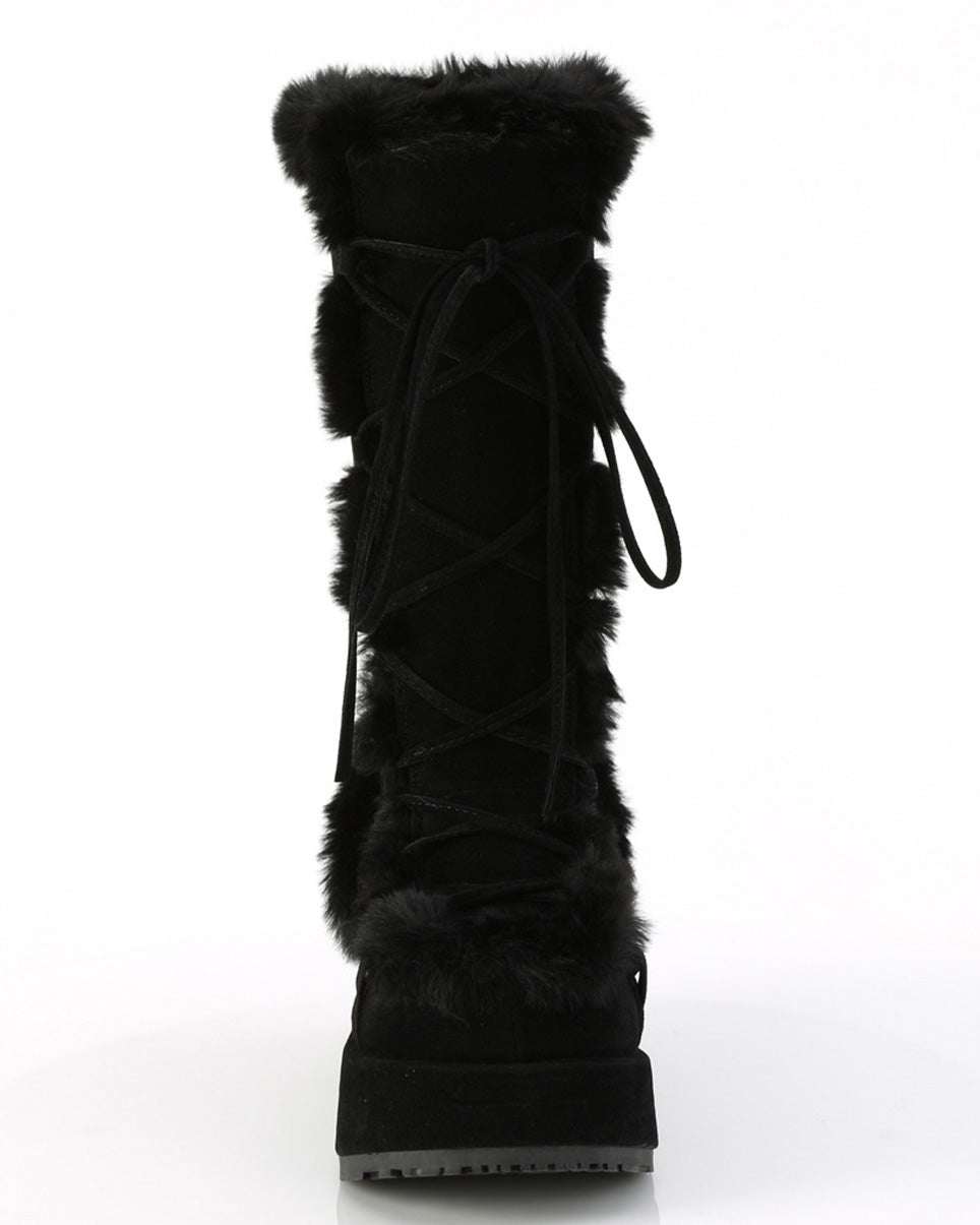 Demonia Black Winter Solstice Faux Fur Boots – Rave Wonderland