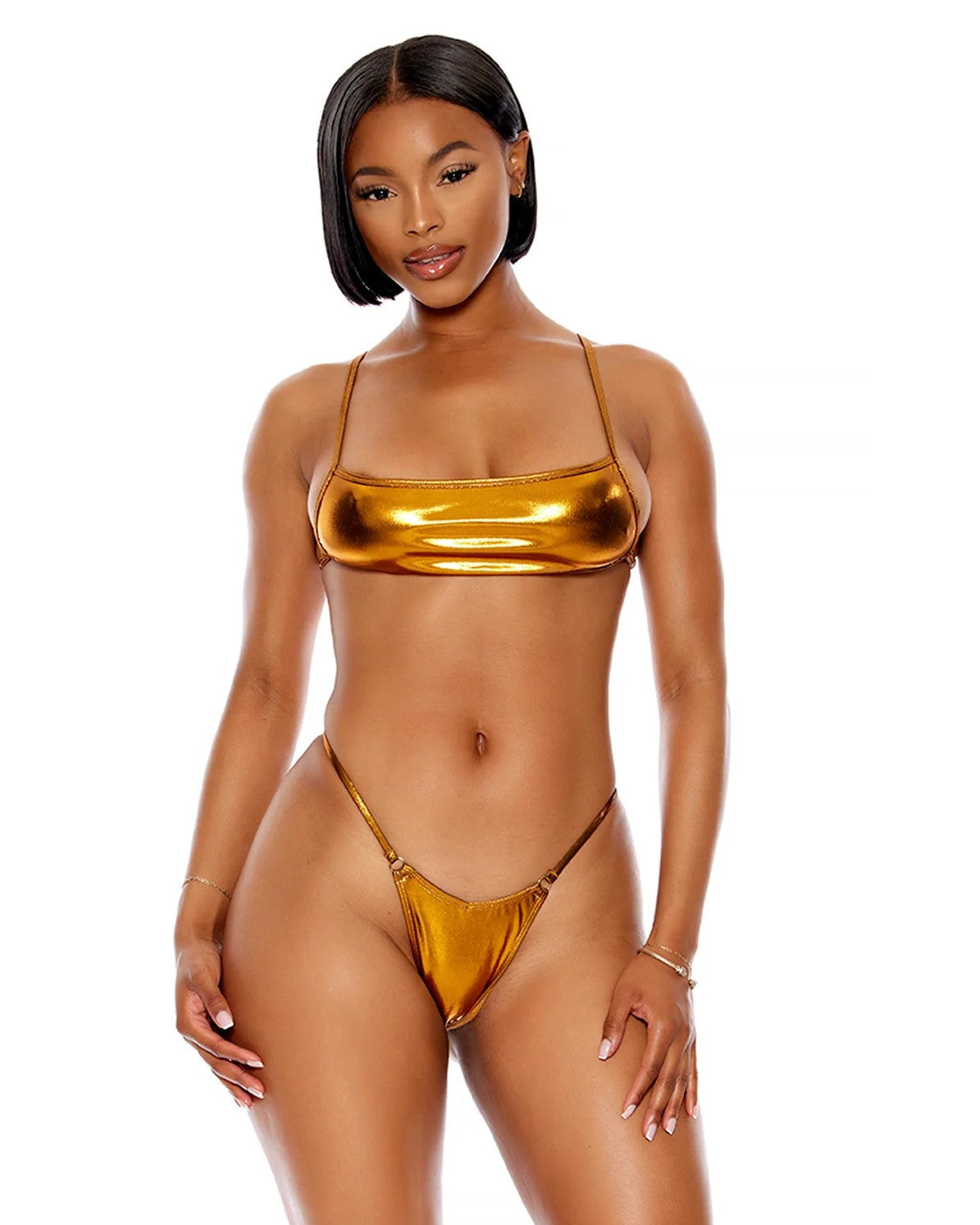 2pc Gold Caught Up Bikini Set
