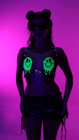 Melty Face Green Glow In The Dark Carnival Bra – Rave Wonderland Melty Face Green Glow In The Dark Carnival Bra – Rave Wonderland