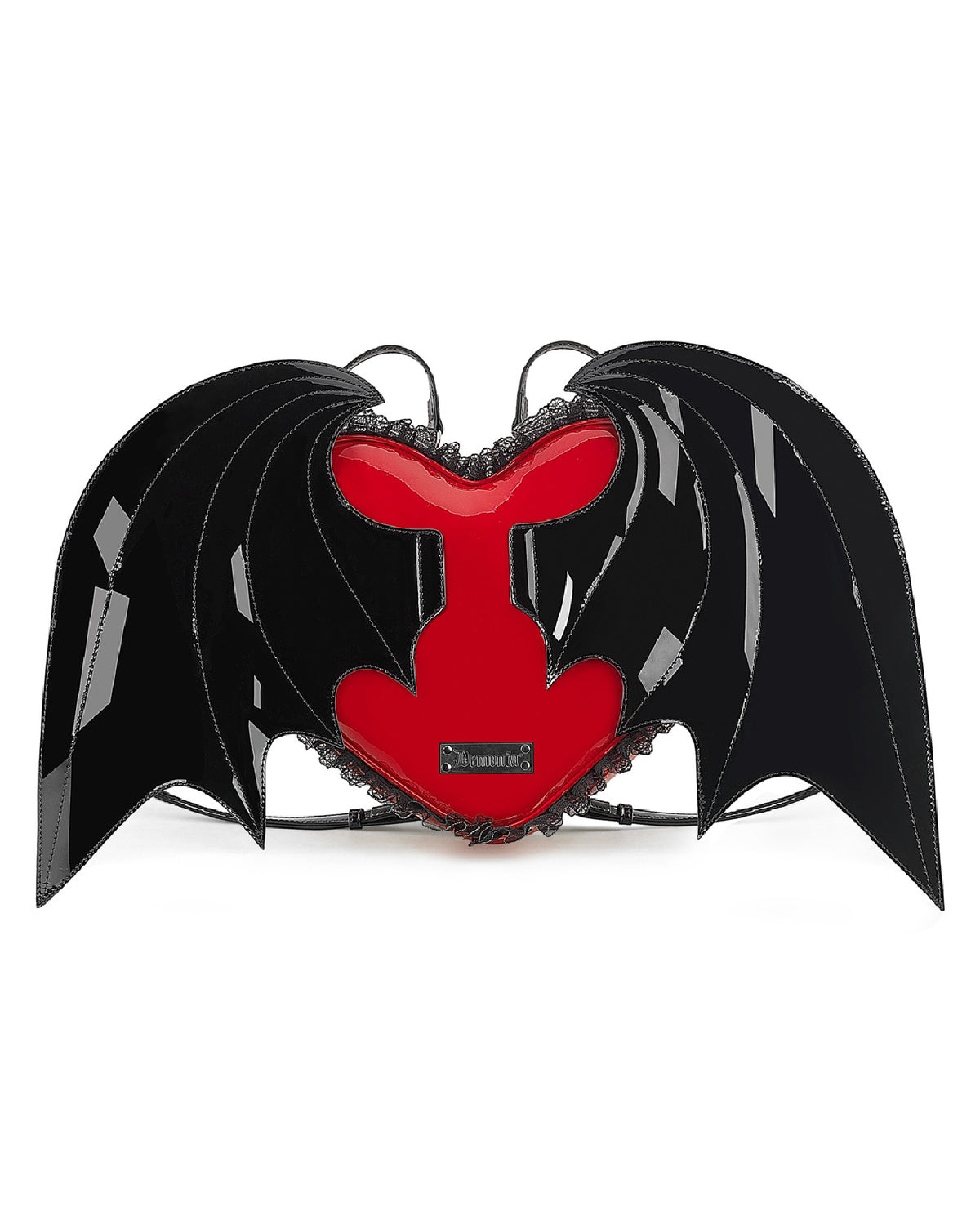 Demonia Patent Heart Batwing Unisex Backpack