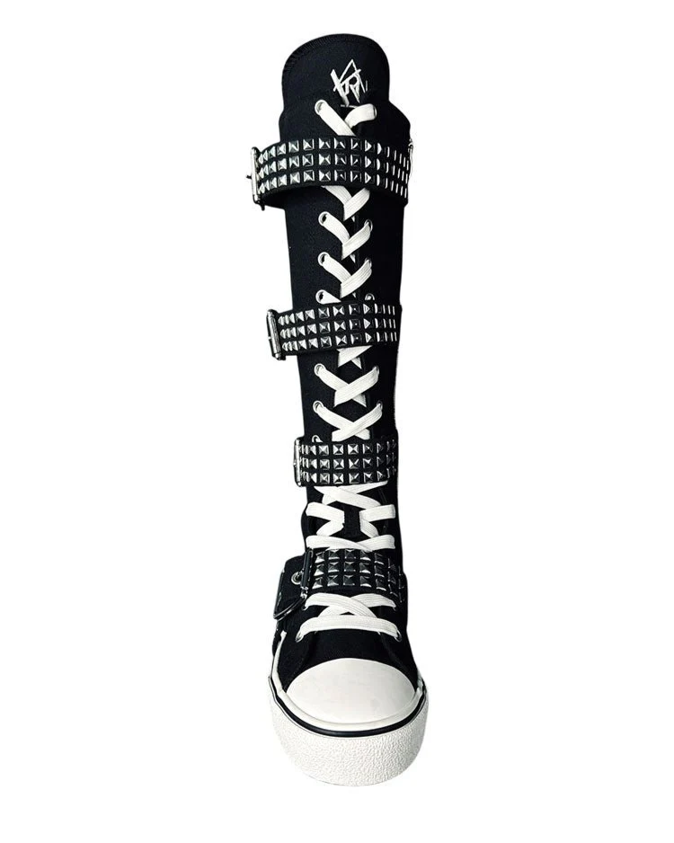 ★☆yu☆★ YRU Rawr XD Stud Women's Black/Silver Boots – Rave Wonderland