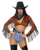 Round 'Em Up Tiger Women's 4pc Cowgirl Costume