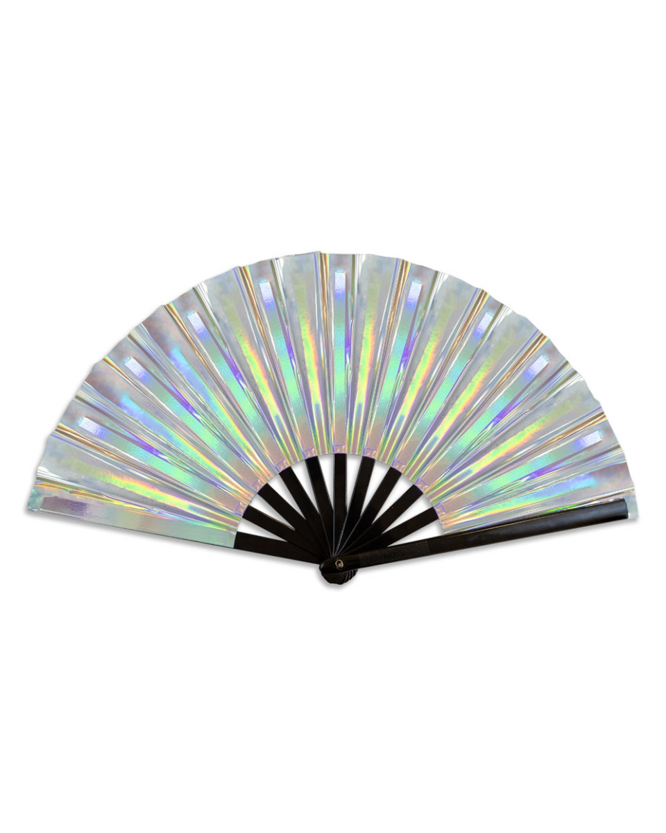 Metallic Silver Unisex Folding Fan – Rave Wonderland