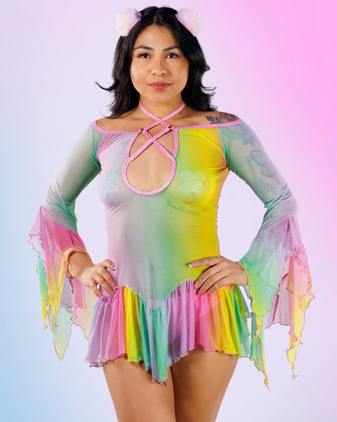 womens rainbow dress Lola + The Boys Jeweled Teen/Women, L Lay flat to dry Vintage Rainbow Gradient Dress for