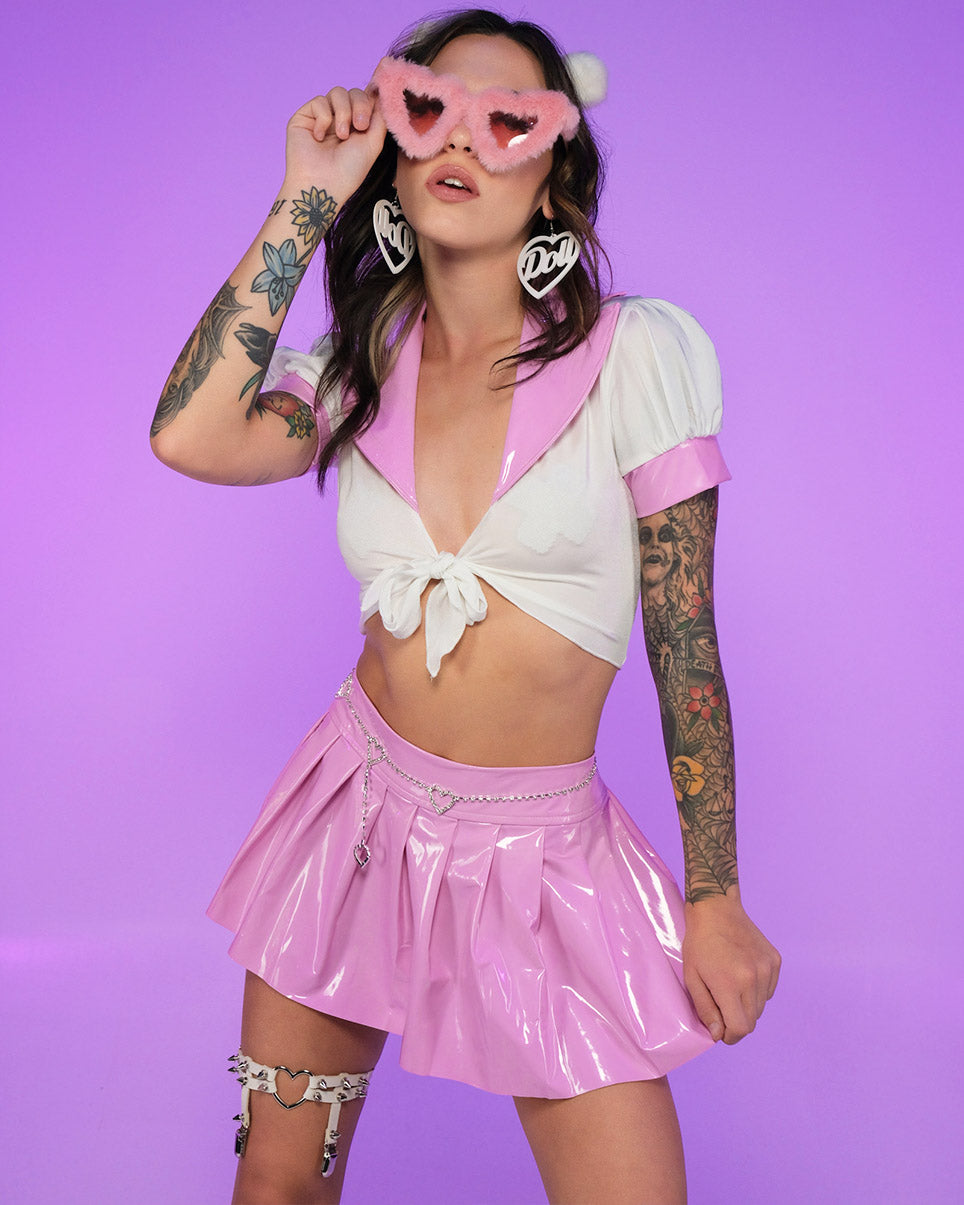 Pink After Class Vinyl Skirt