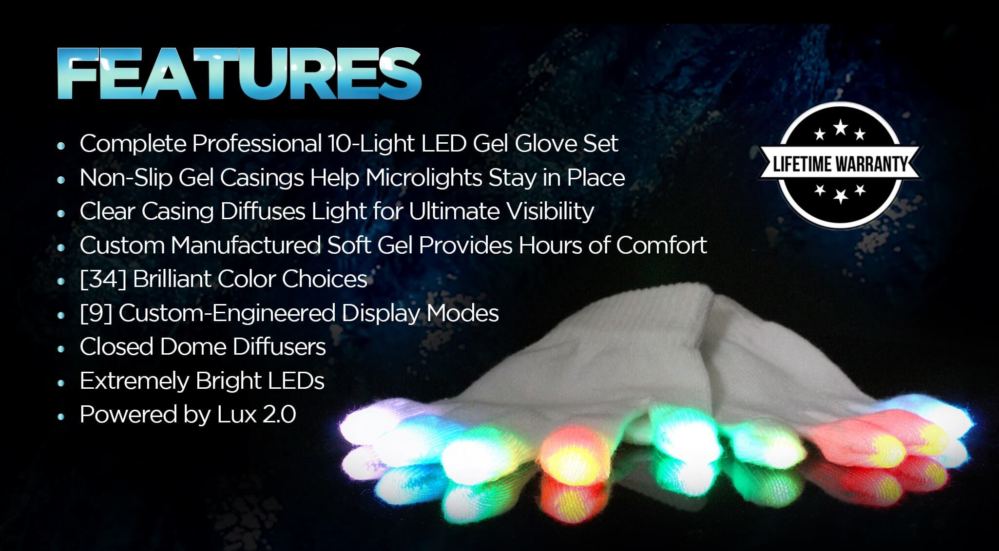 GloFX Lux Gel Glove Set - Rave Wonderland