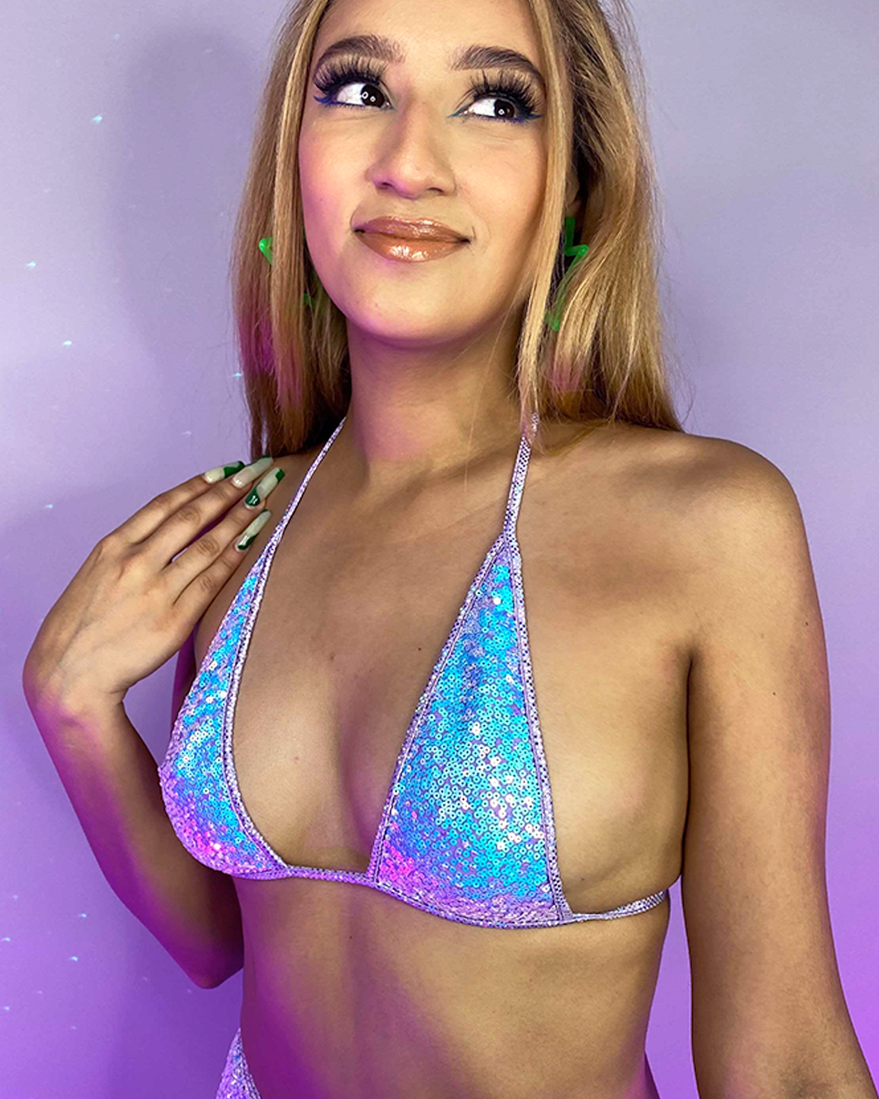 Astro Candy Sequin Bikini Top