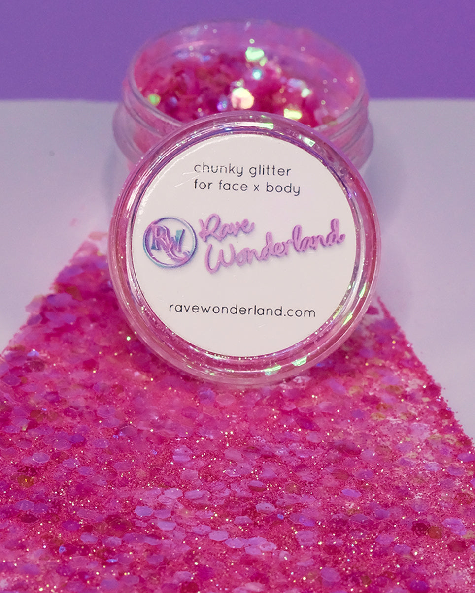 Iridescent Pink Chunk Body and Face Festival Glitter (Large 15 Grams) - Rave Wonderland