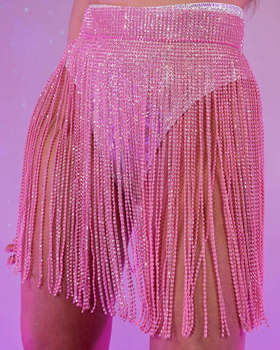 Baby Pink Bejeweled Cover Up Skirt