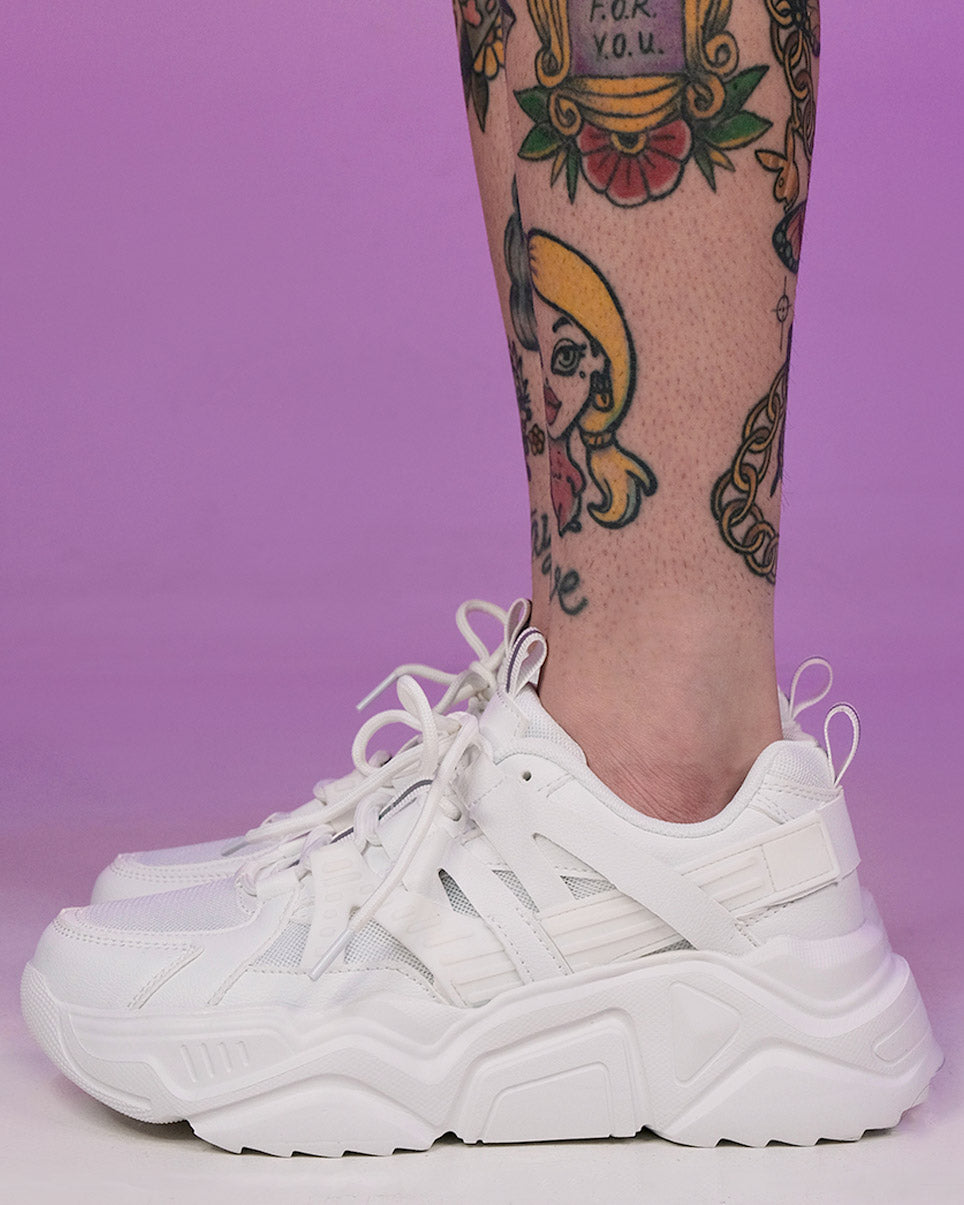 White Briella Chunky Sneakers Rave Wonderland White Briella Chunky Sneakers Rave Wonderland