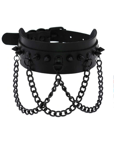 Spike & Chains Faux Leather Choker – Rave Wonderland