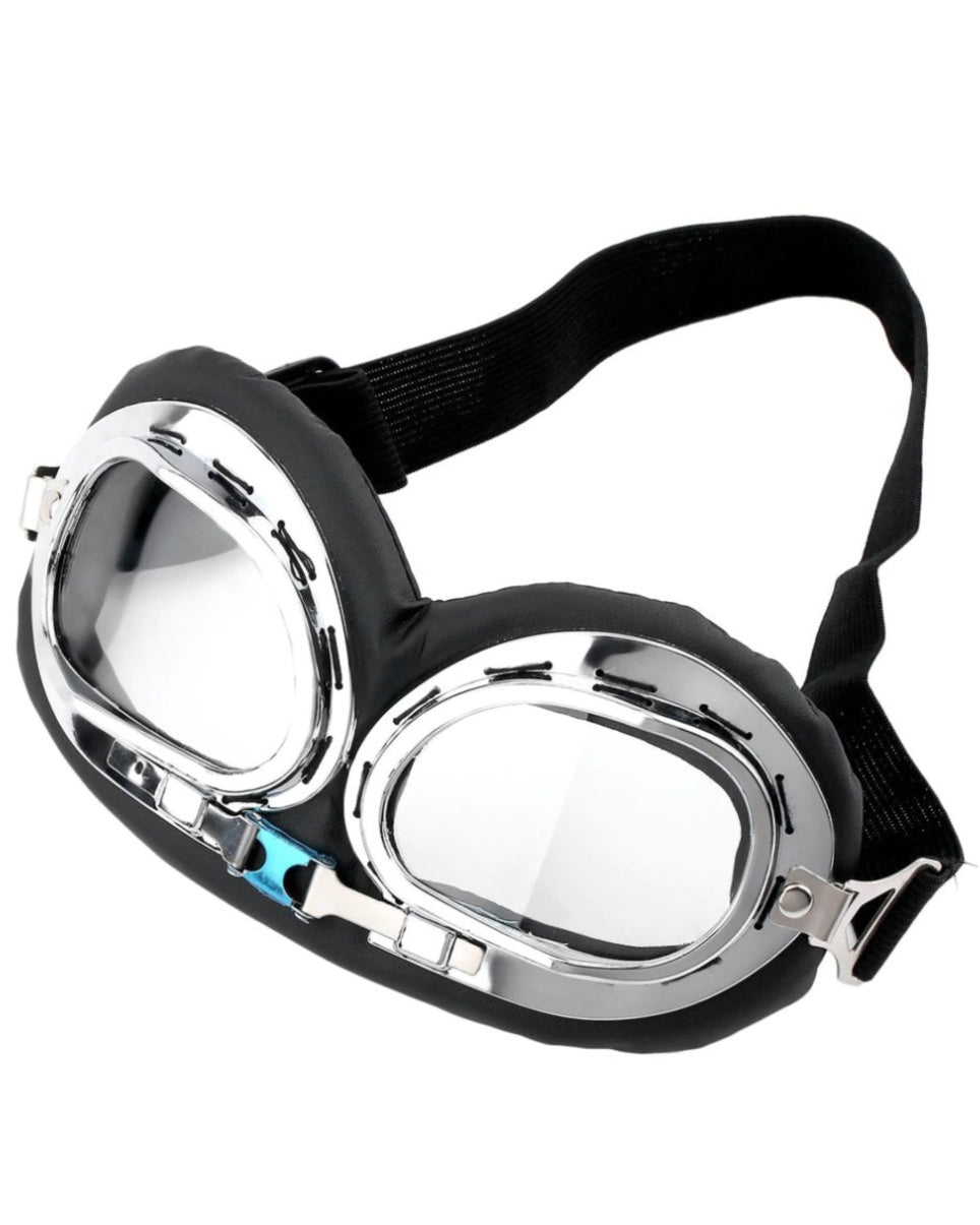 Steampunk Scooter Goggles with Clear Lens - Rave Wonderland