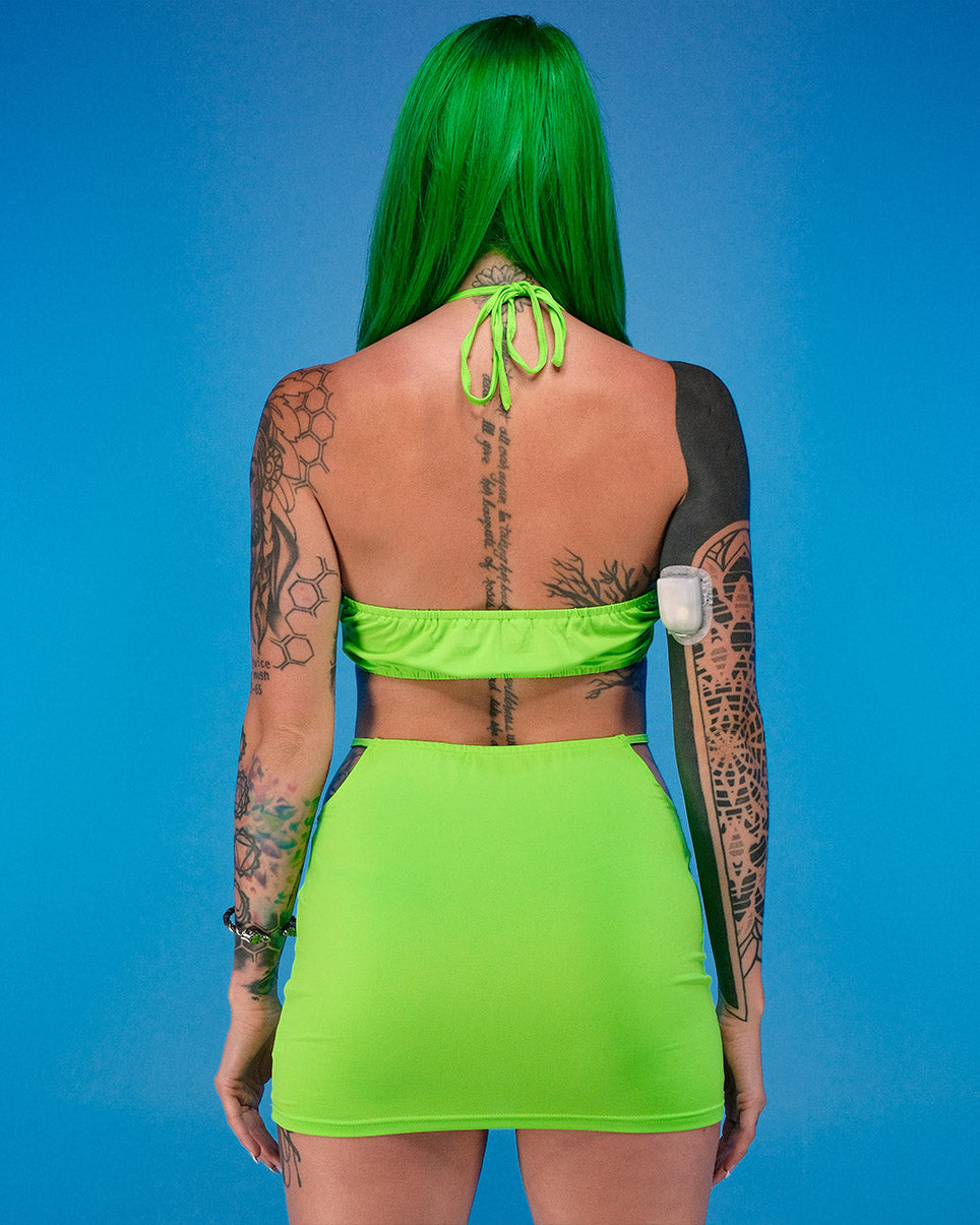 Neon Lime Kandi 2pc Skirt Set