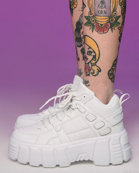 White and shop pink platform sneakers