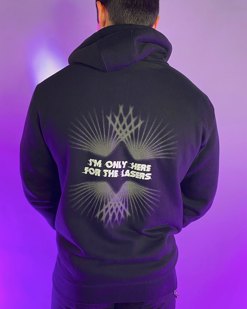 Only Here For The Lasers Reflective Hoodie - Rave Wonderland