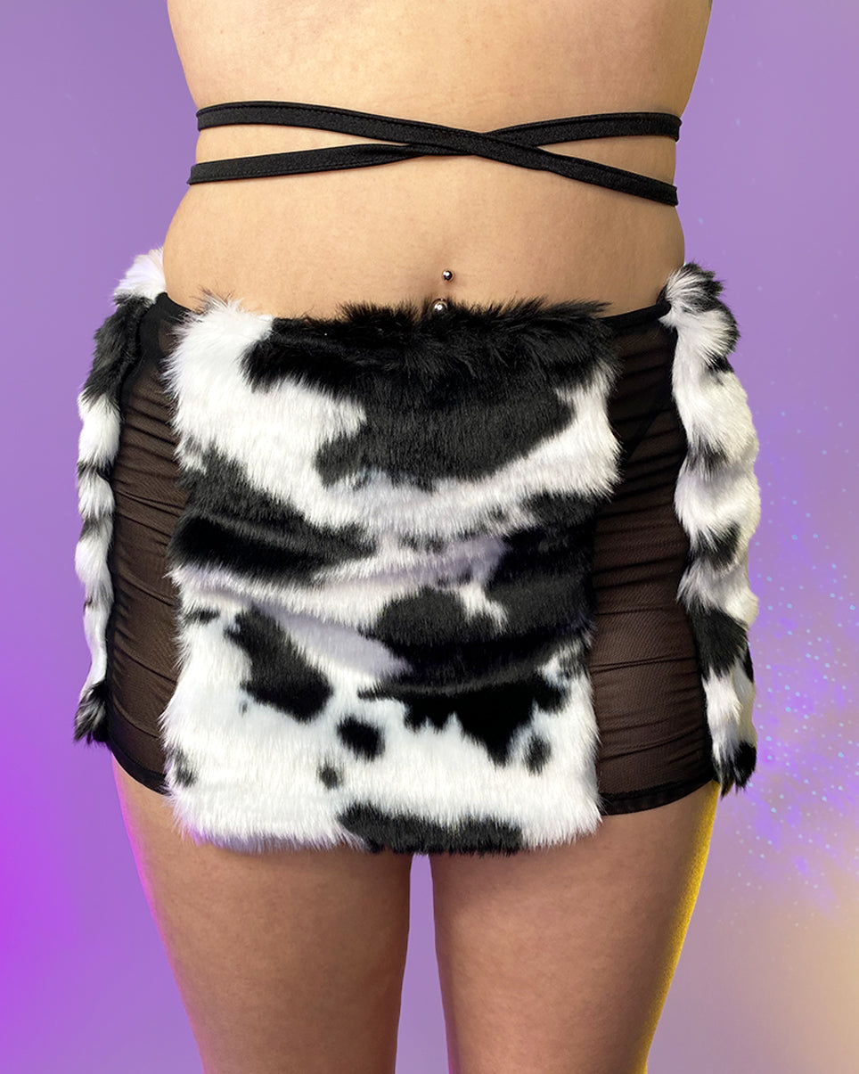 Udderly Yours Cow Fuzzy Mini Skirt