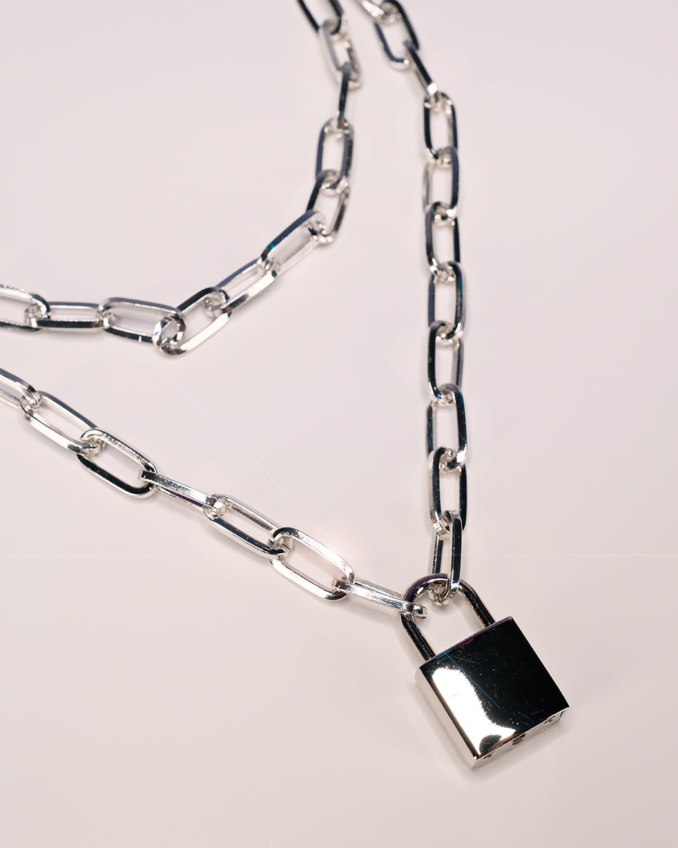 Silver Lock & Key Necklace - Rave Wonderland