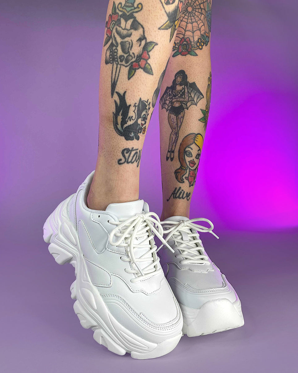 White Flexx Platform Sneakers