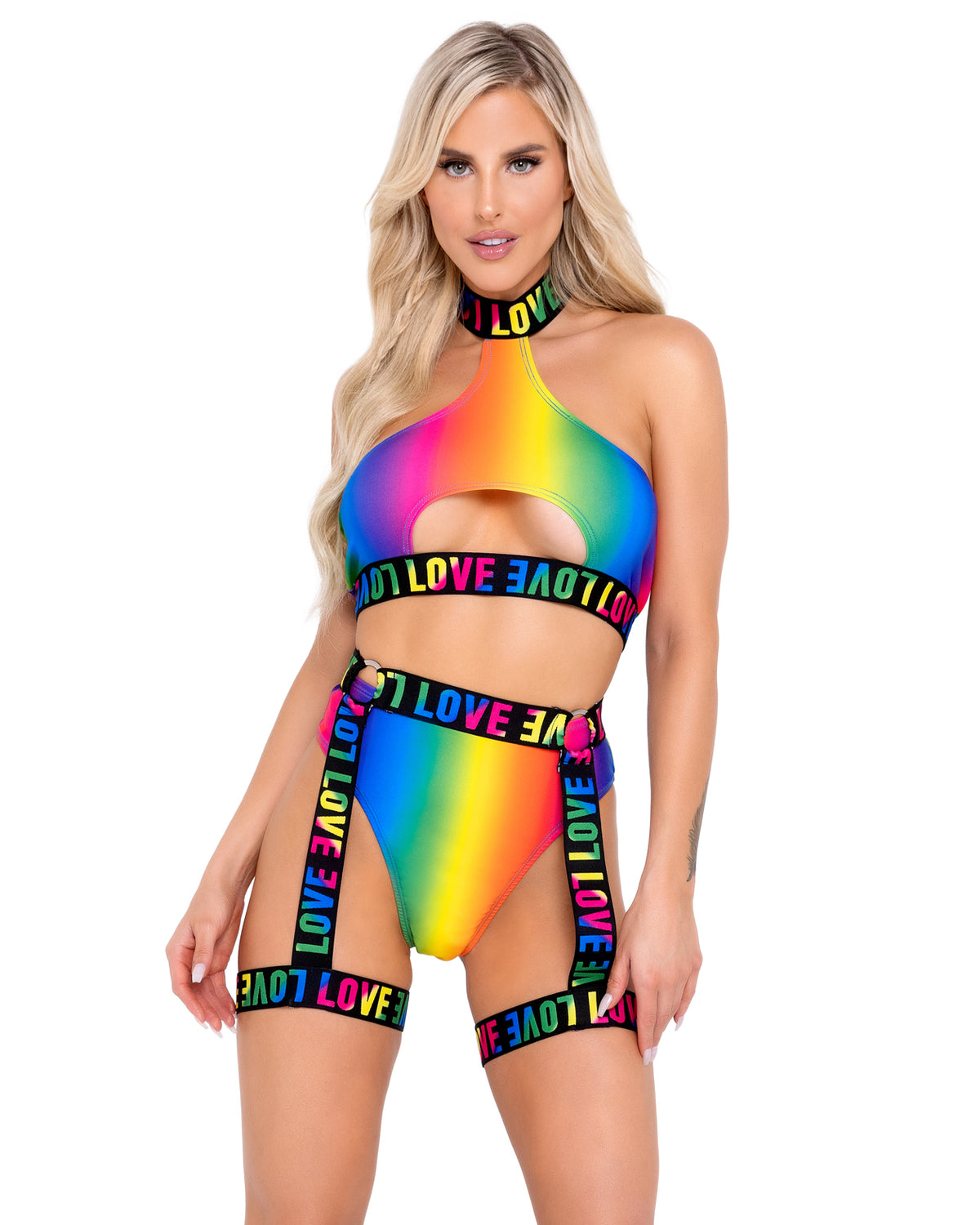 Rainbow Love Garter Belt