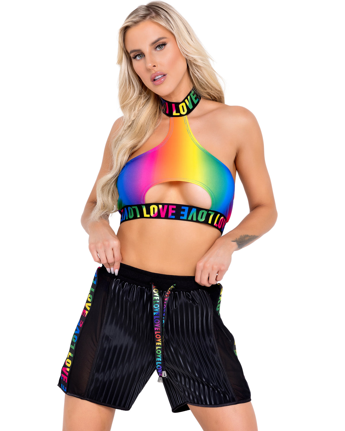 Rainbow Love Two-Tone Biker Shorts