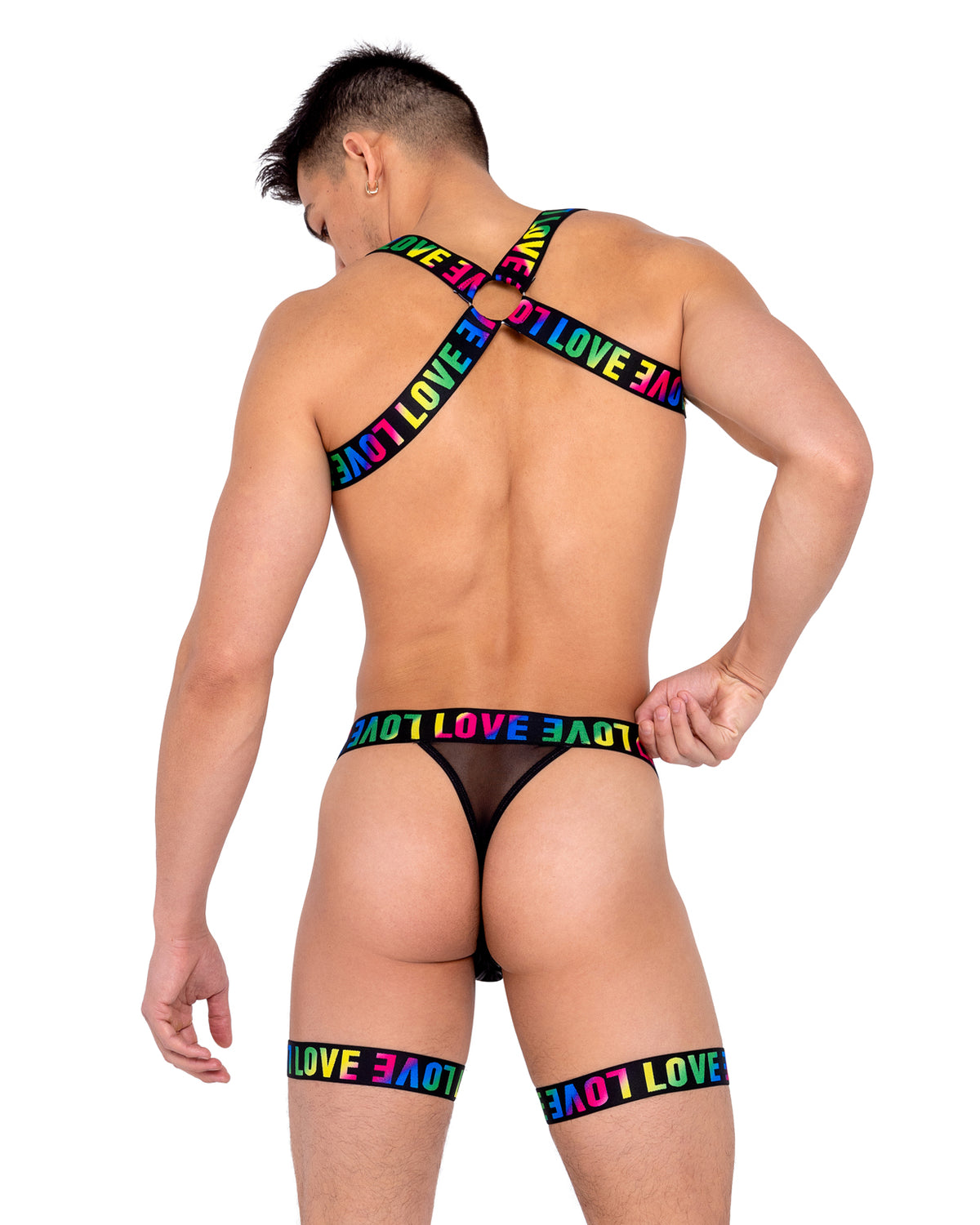 Rainbow Love Garter Thong