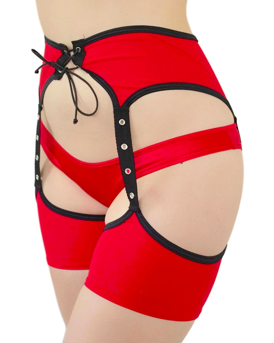 Spur You On Chaps with Lace-Up and Grommet Detail - Rave Wonderland