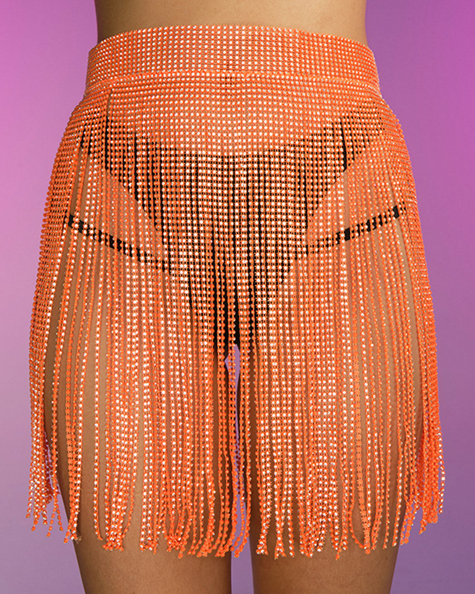 Orange Drip Cover Up Skirt