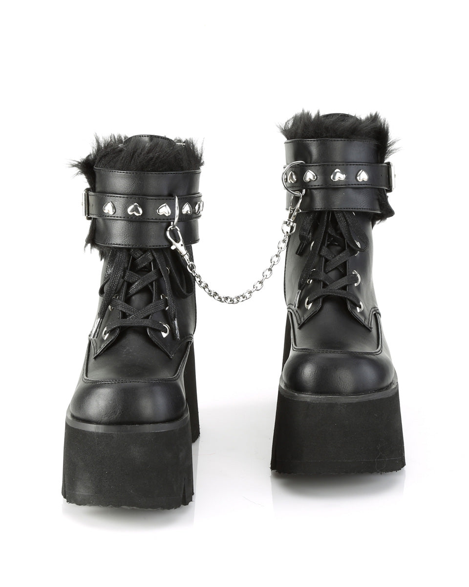 Demonia Ashes Black Fuzzy Cuff Boots