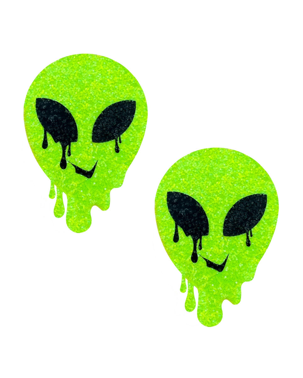 Melty Alien Sparkle Neon Green UV Reactive Pasties