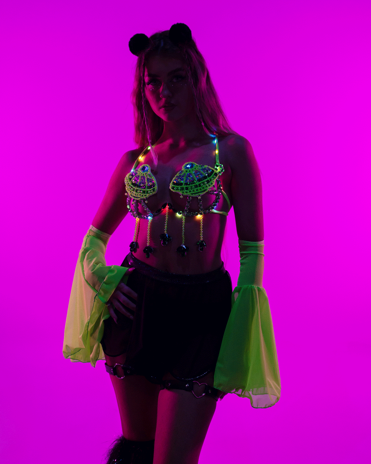 LED Light Up UFO Carnival Bra