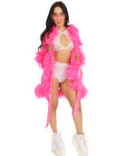 Lady Love Sheer Short Robe With Boa Feather Trim - Rave Wonderland