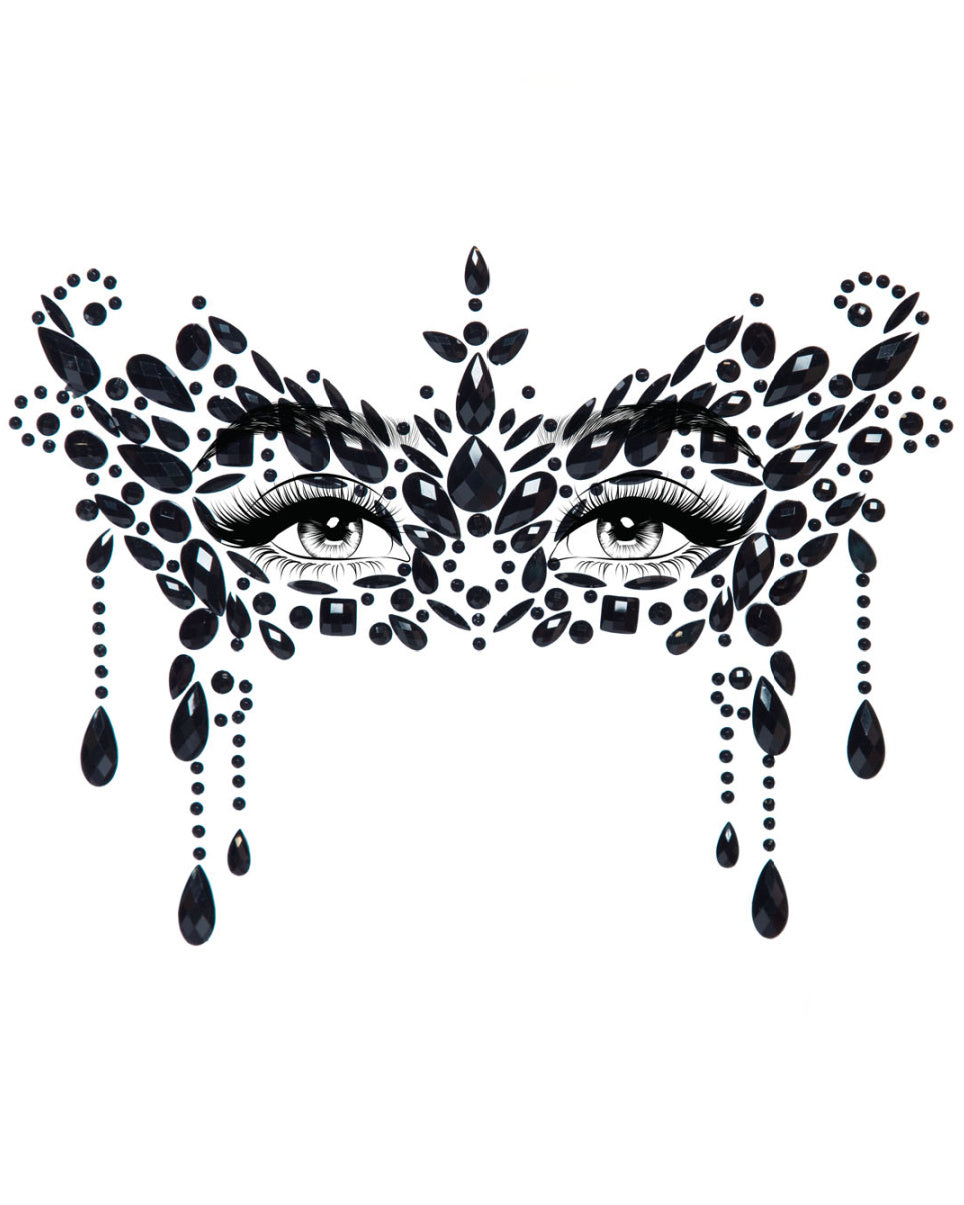 Diamond Masquerade Adhesive Face Jewels Sticker - Black - Rave Wonderland