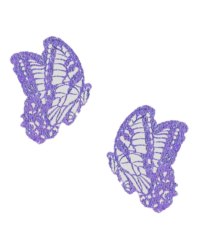 Super Sparkle Lavender Glitter Beautiful Butterfly Kisses Pasties - Rave Wonderland