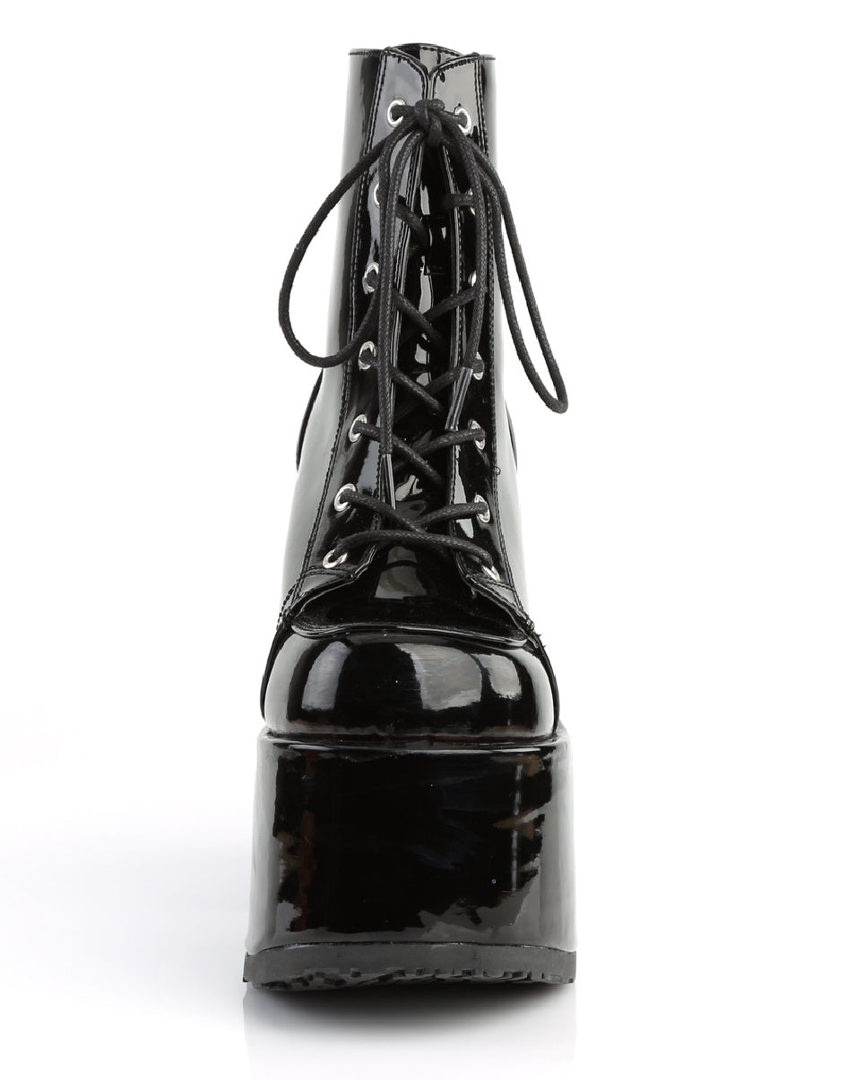 Demonia Black Patent Lace-Up Platform Ankle Boots - Rave Wonderland