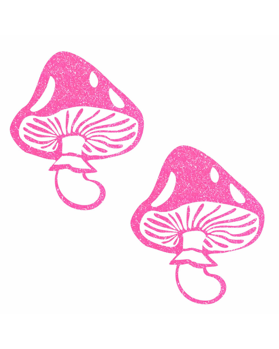 Neon UV Pink Glitter Toadstool Pasties - Rave Wonderland