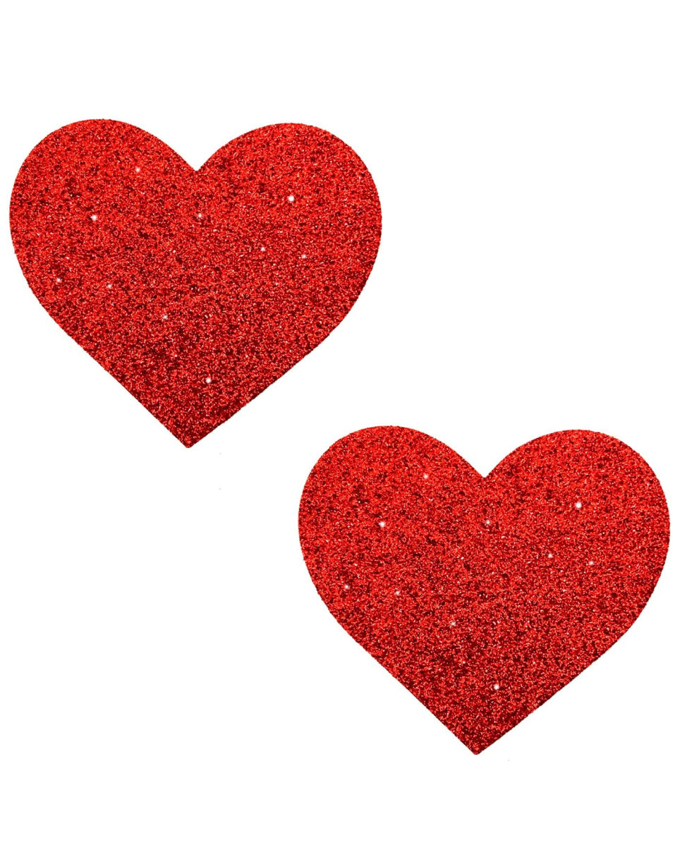 Red Glitter Heart Pasties