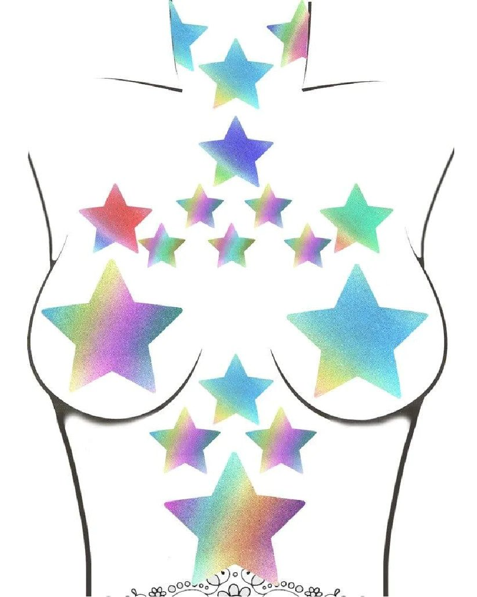 Rainbow Reflective Starry Nights Nipple Sticker Top