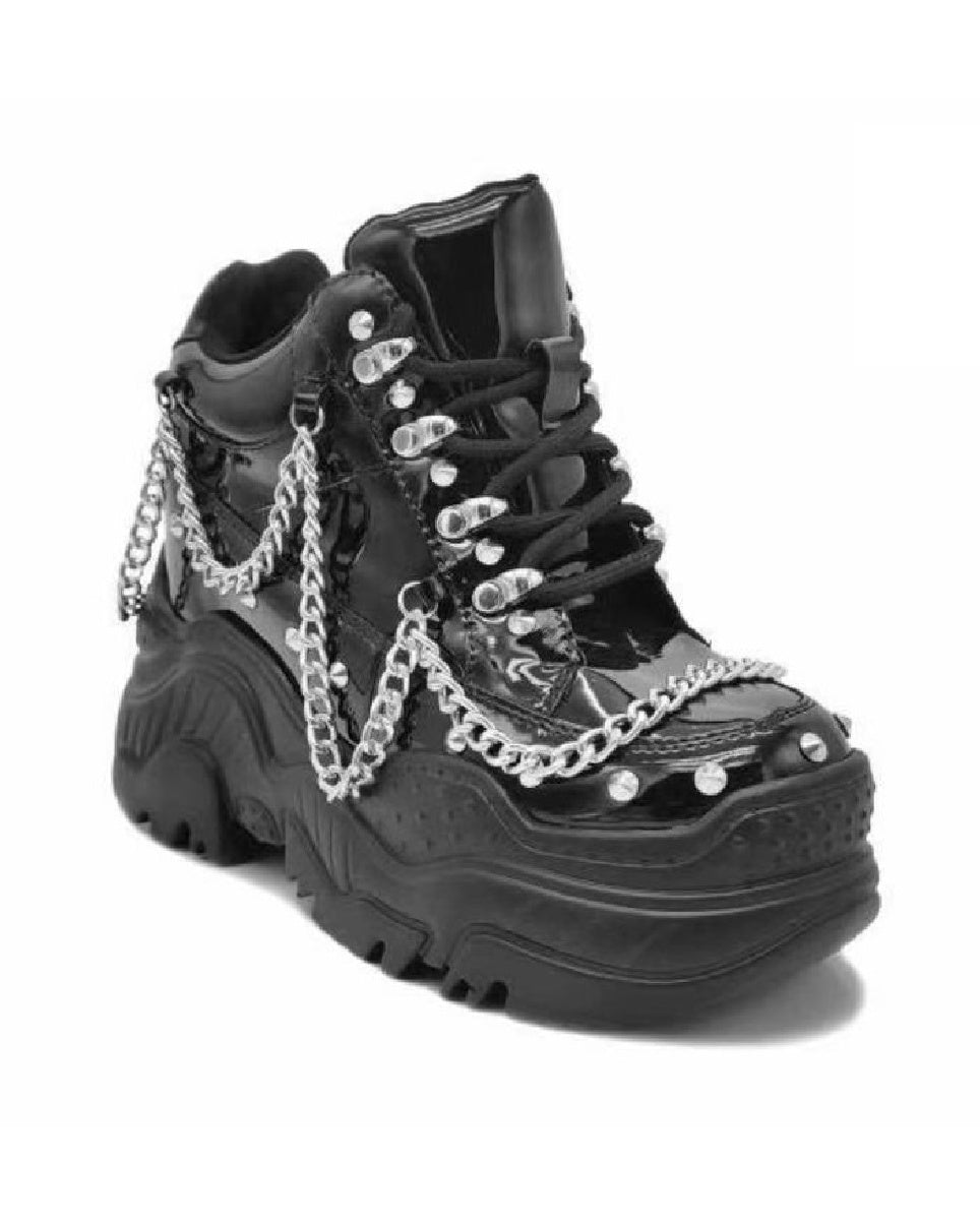 Shiny Black Space Candy Chain Sneakers - Rave Wonderland