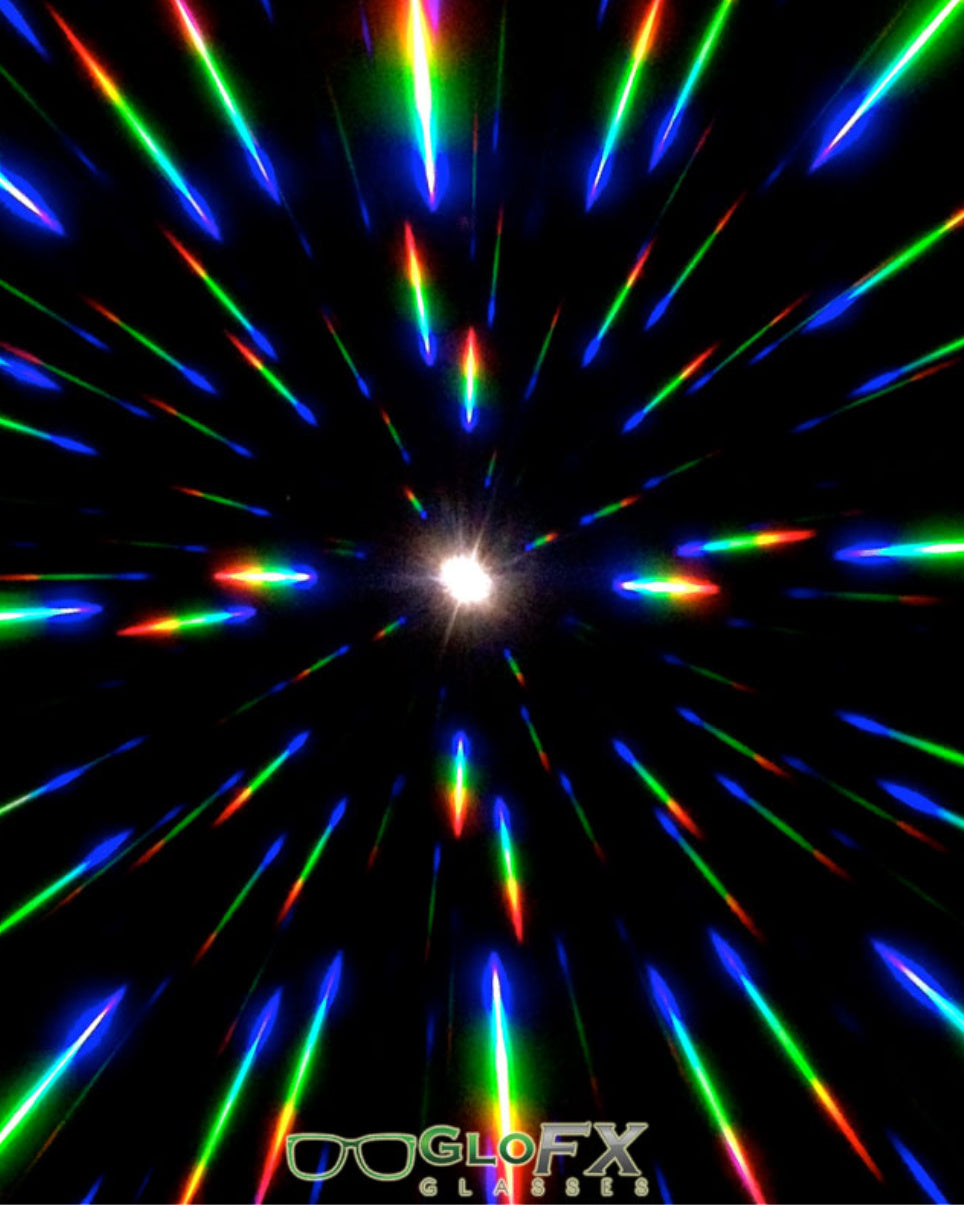 GloFX Black Diffraction Ski Goggles - Rainbow Gradient - Rave Wonderland