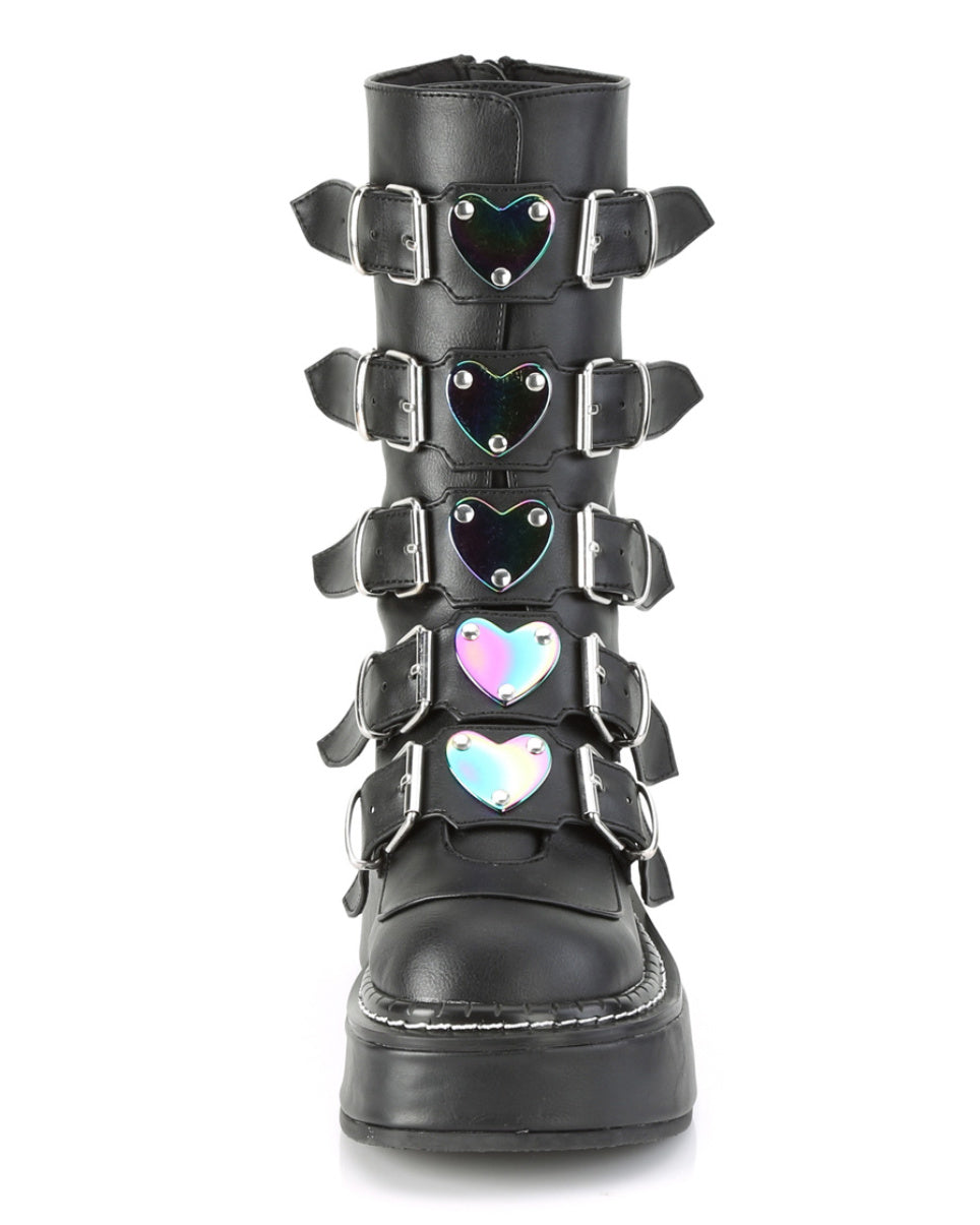 Demonia Emily Vegan Leather Heart-Buckle Boot - Rave Wonderland