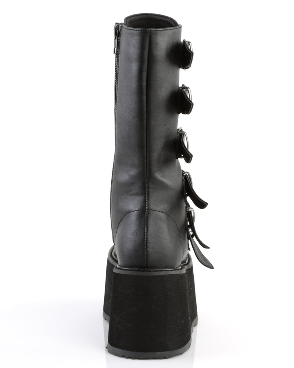 Demonia Matte Black Studded Mid-Calf Platform Boots - Rave Wonderland