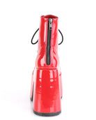 Demonia Red Patent Chunky Lace-Up Boots - Rave Wonderland